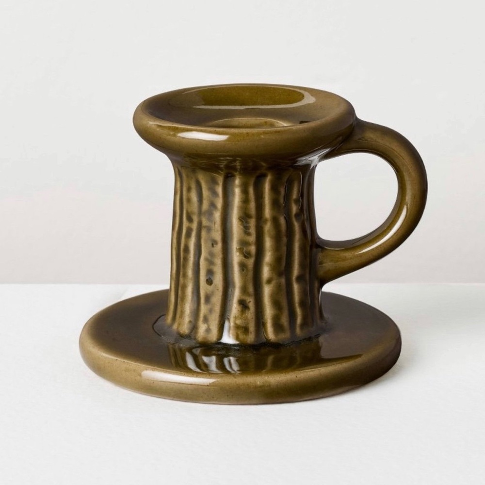 Fall Ceramic Taper Candle Holder Green - Hearth & Hand™ with Magnolia